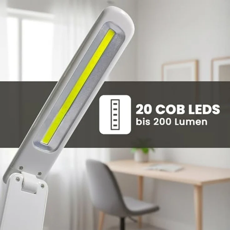 EAXUS LED Schreibtischlampe Moderne Touch Tischleuchte mit 3 Helligkeitsstufen, LED fest integriert, Tageslichtweiß, Stromversorgung über USB oder Batterien – Bild 3