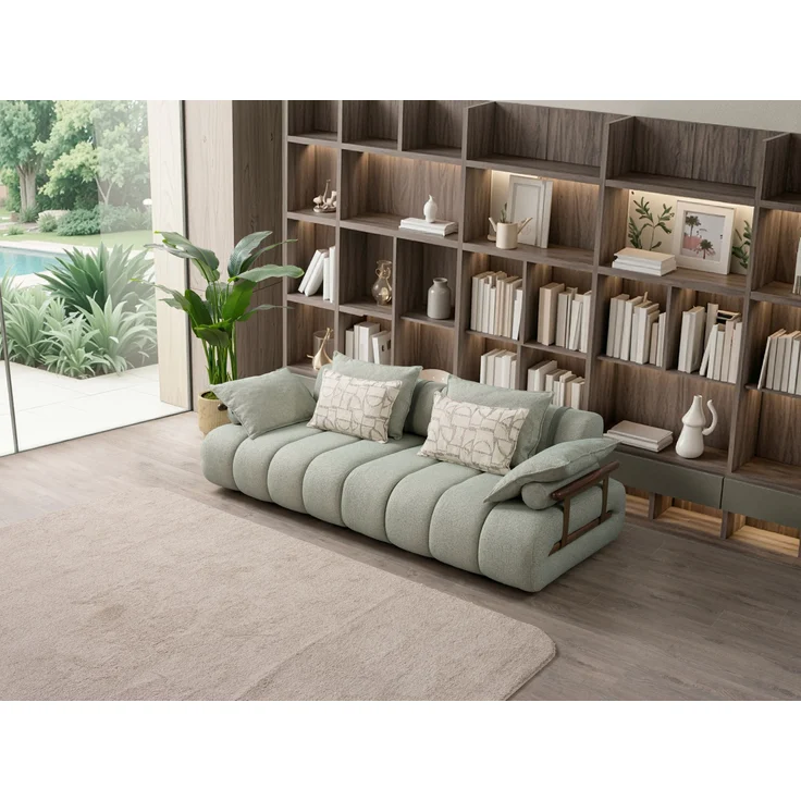 Sitzgruppe/Sofa Set - Wohnzimmergarnitur "Luccani" 3 Sitzer + Ecksofa + Mittelkonsole +1 Sitzer-White/Mintgrün – Bild 6