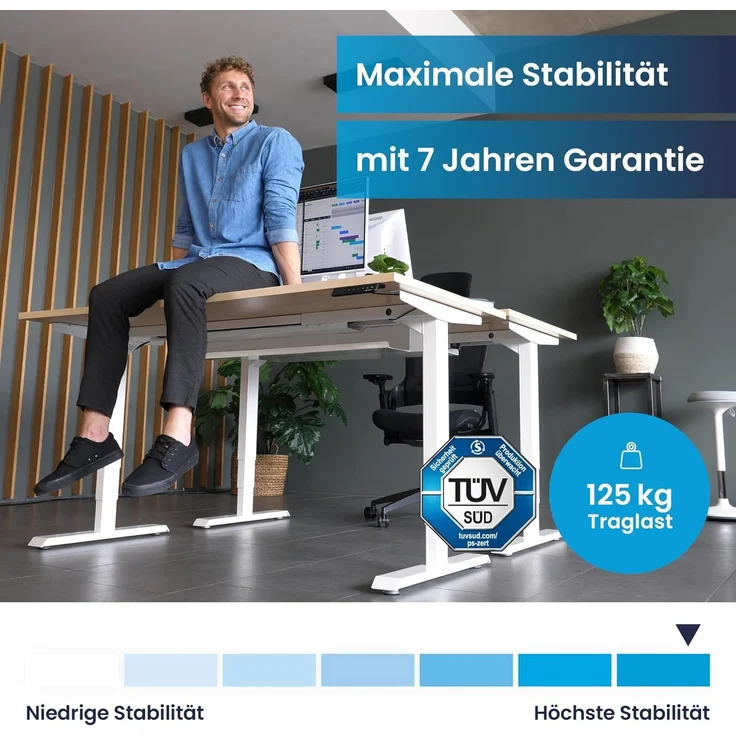 Desktopia Pro X - Elektrisch höhenverstellbarer Schreibtisch / Ergonomischer Tisch mit Memory-Funktion, Grau, Gestell Schwarz, 180x80 cm – Bild 5