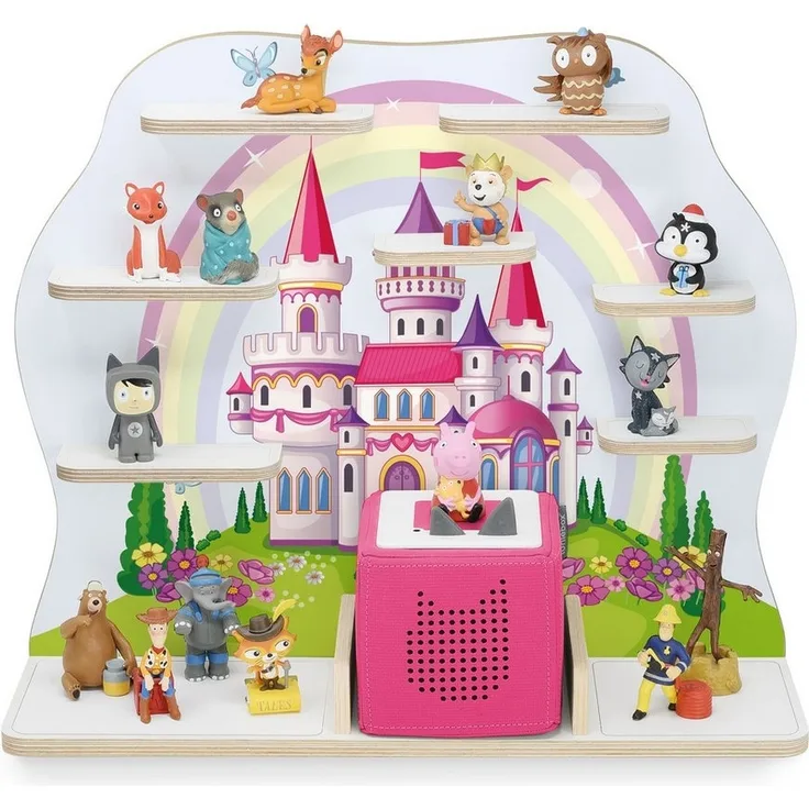 stadtecken Kinderregal geeignet für Toniebox und Tonies, zum Stellen & Hängen, Bunte, verspielte Aufbewahrung für 50 Figuren, ideal fürs Kinderzimmer
