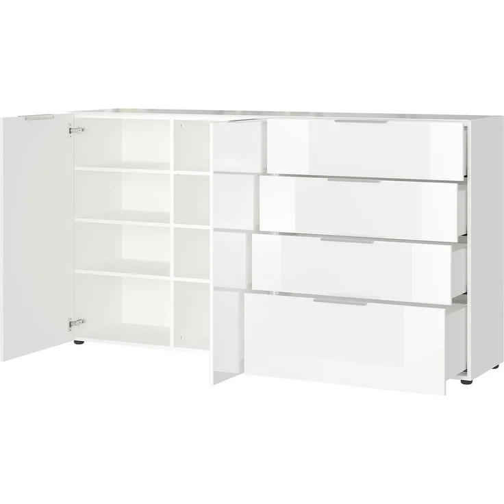 Sideboard Owingen / Oakland, Glas, Holzwerkstoff, Weiß, 184 x 102 x 42 cm – Bild 2
