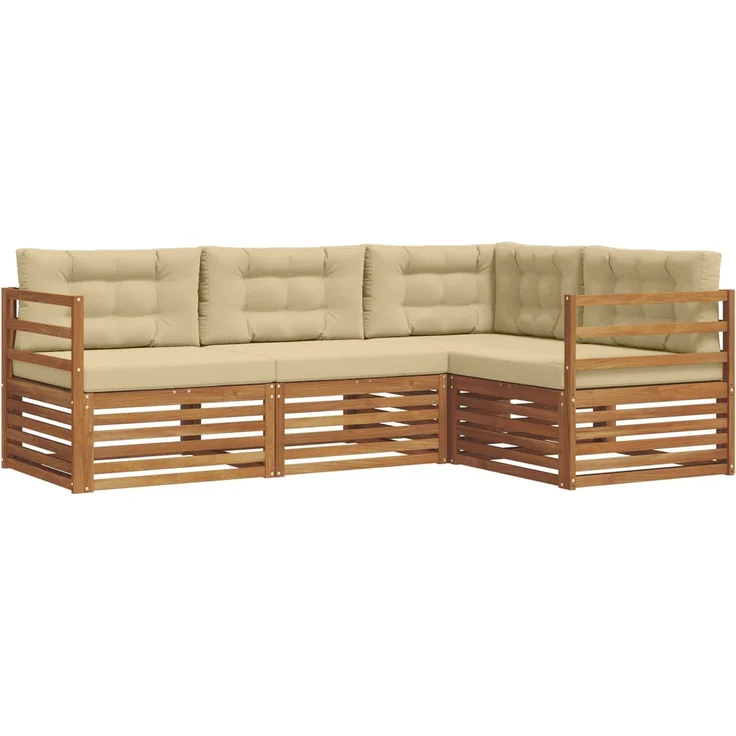 vidaXL Outdoor-Sofagarnitur 4 stk. 4-Sitzer Natur und Beige 3373363 – Bild 2