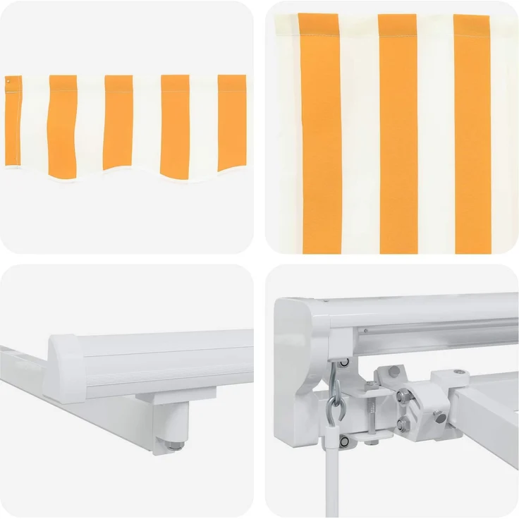 vidaXL Manueller Markisenrahmen mit LEDs Gelb und Weiß 3,5x2,5 m 3420593 – Bild 6