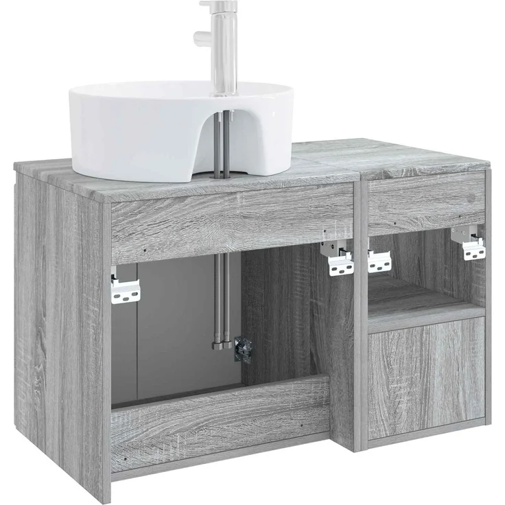 vidaXL Badezimmerschrank-Set 2 stk. Grau Sonoma 79,5 x 44,5 x 82 cm 3404080 – Bild 6
