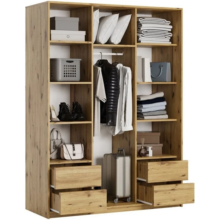 Masseno Schwebetürenschrank VONTE Kleiderschrank mit Schubladen Schrank Schlafzimmerschrank – Bild 2