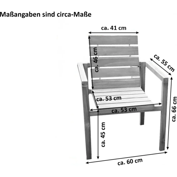 Teak Gartensessel mit Armlehnen FREETOWN (2er Set) 172499533 – Bild 5