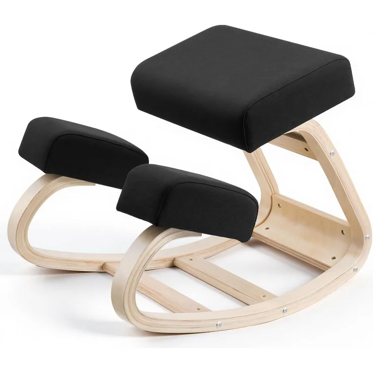 VEVOR Ergonomischer Kniehocker mit Dicken Schaumstoffpolstern & Stabilem Massivholzrahmen, Kniestuhl zur Entlastung von Nacken und Rücken, bis 65 Belastbar, Ideal für Zuhause Büro Meditation, Schwarz
