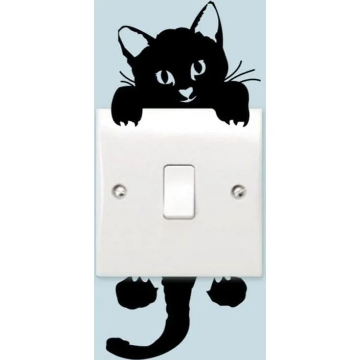 Agger Wandsticker Katzen-Wandaufkleber für Lichtschalter, schwarze Katzen-Wanddekoration (10 St), Schalterdekoration, Schlafzimmerdekoration,Schalterdekoration – Bild 2