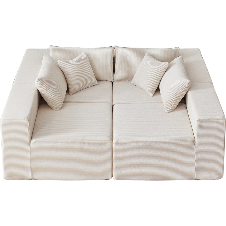 Modulares Ecksofa 264 x 167 x 71 cm in Beige – 4-teilig, mit Cordbezug – Bild 6