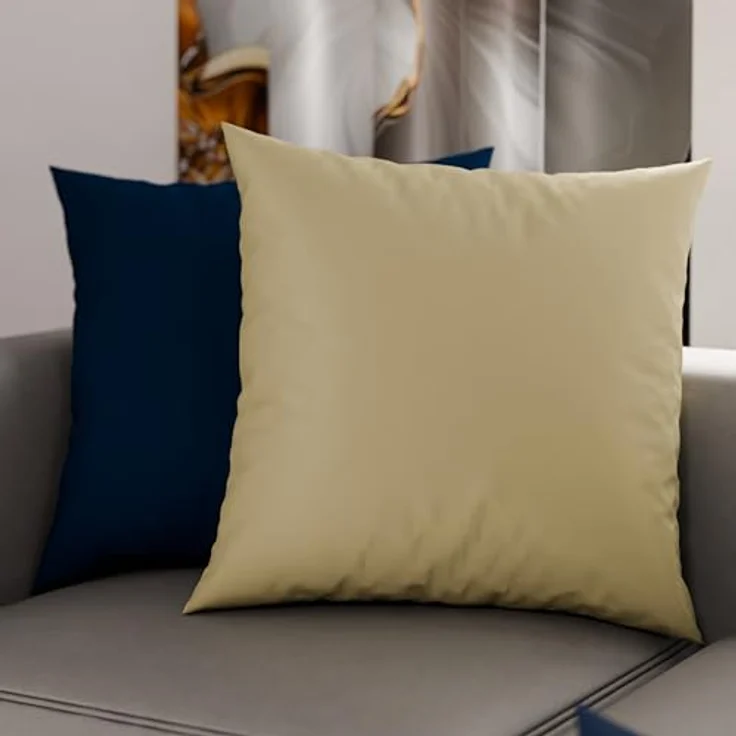 PETTI Artigiani Italiani 2er-Set Wende-Kissenbezüge 40x40 cm, hypoallergene Mikrofaser, Double-Face Blau Taupe, ideal für Schlafzimmer und Sofa – Bild 1