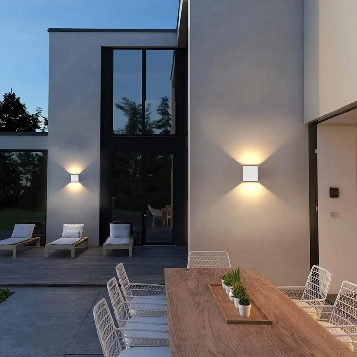 K-Bright 12W LED Wandleuchte Auf und ab Einstellbarer Lichtstrahl Außenwandleuchte 3000K Warmweiß Wandleuchten Innen IP65 Wasserdichte(Weiß) – Bild 6