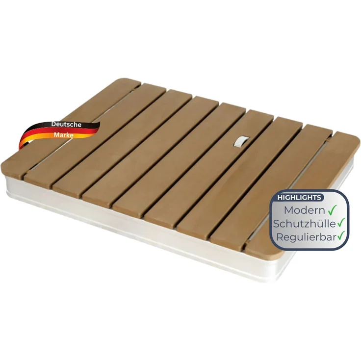 Gartendusche Outdoor eckig TYLIX - WPC Bodendusche 4m Fontänenhöhe mit Fußrad | Außendusche rutschfest Saunadusche Campingdusche wetterfest – Bild 7