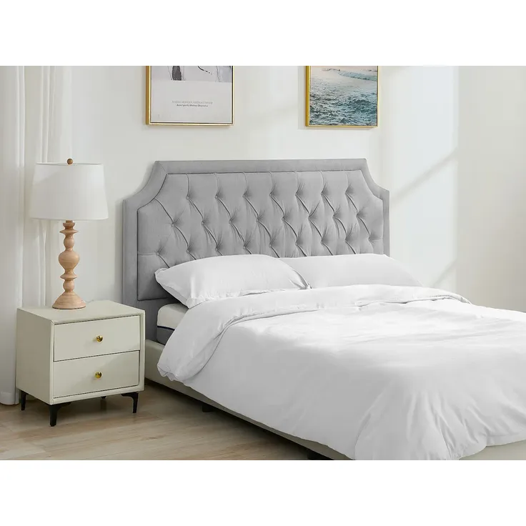 Vente-unique - JOHENE Bettkopfteil und Bettbrücke Stoff Grau - B 8 cm x H 110 cm x L 200 cm