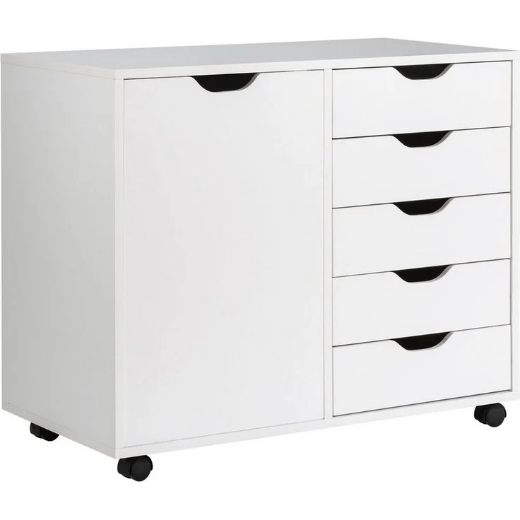 COSTWAY Rollcontainer, Aktenschrank mit 5 Schubladen, auf Rollen, 79x39x65cm – Bild 1