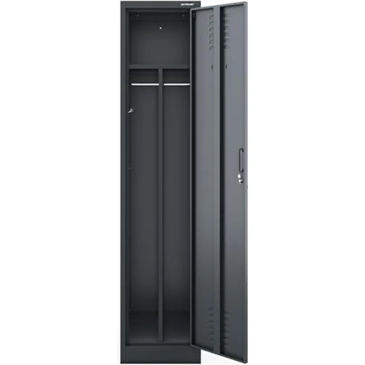 Jan Nowak Kleiderspind Metall abschließbar Garderobenschrank Umkleideschrank Schließfachschrank, 180 x 40 x 50 cm, Stahlschrank für Sozialraum mit Trennwänden, Lüftung und Kleiderhaken – Bild 5
