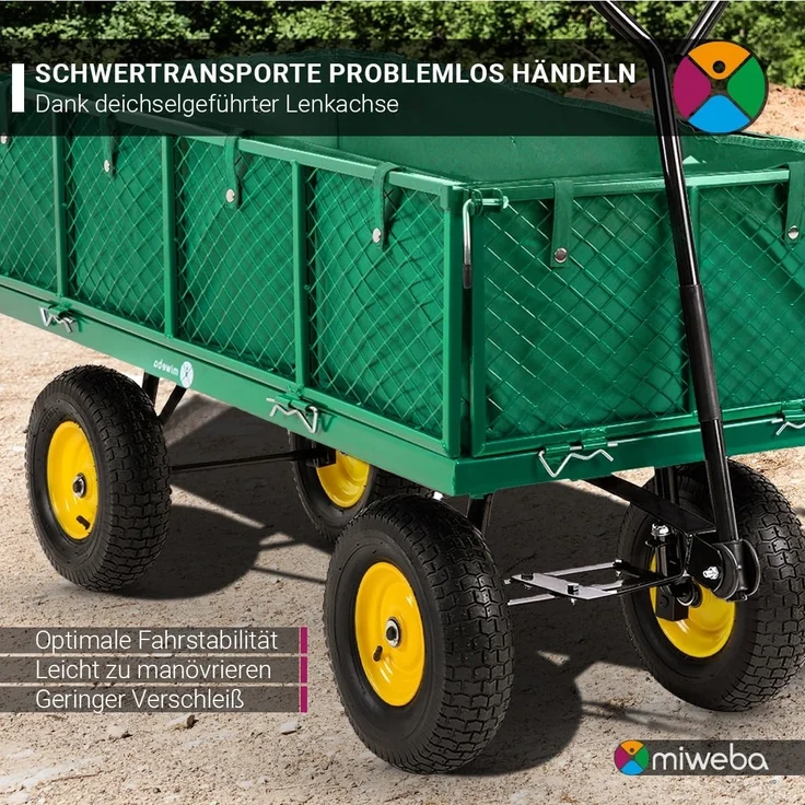 Miweba Bollerwagen MB-700 faltbarer Transportwagen Handwagen Gartenwagen 700 kg (Schwarz) – Bild 6