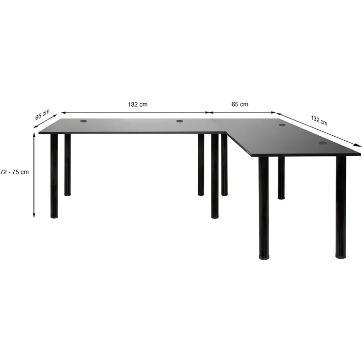 SyberDesk Gaming Pro Eckschreibtisch 197 x 132 cm – großer Computertisch, Eckschreibtisch, Schreibtisch für Büro & Gaming (rechts, schwarz) – Bild 3