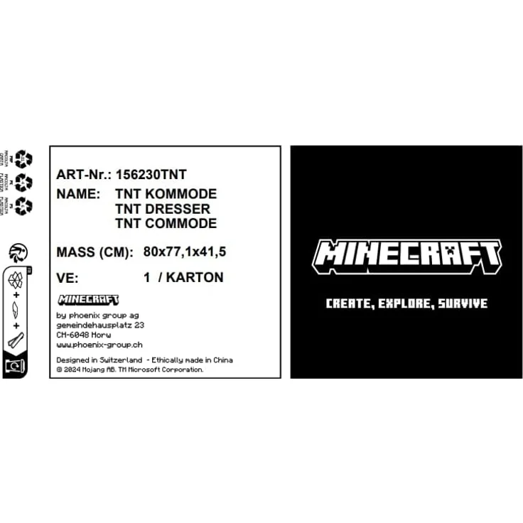 MINECRAFT - 3x3 Regal, Raumteiler mit offenen Fächern und Türen mit Push-Open, Kindermöbel mit buntem Design – Bild 8