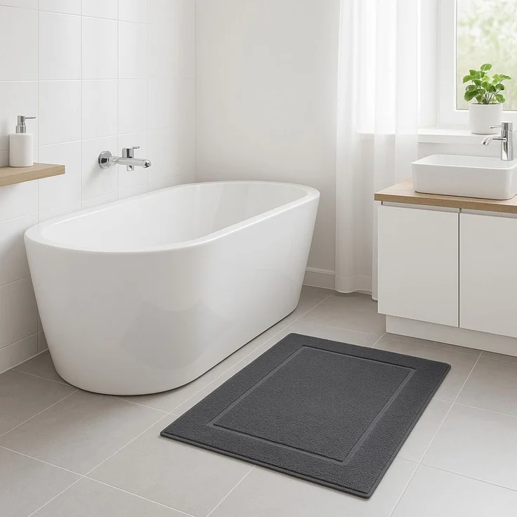 Betz Badematte 2er Set Badvorleger Premium Badematte Badteppich Größe 50x70 cm, beidseitig nutzbar, Baumwolle, Qualität 650g/m² – Bild 2