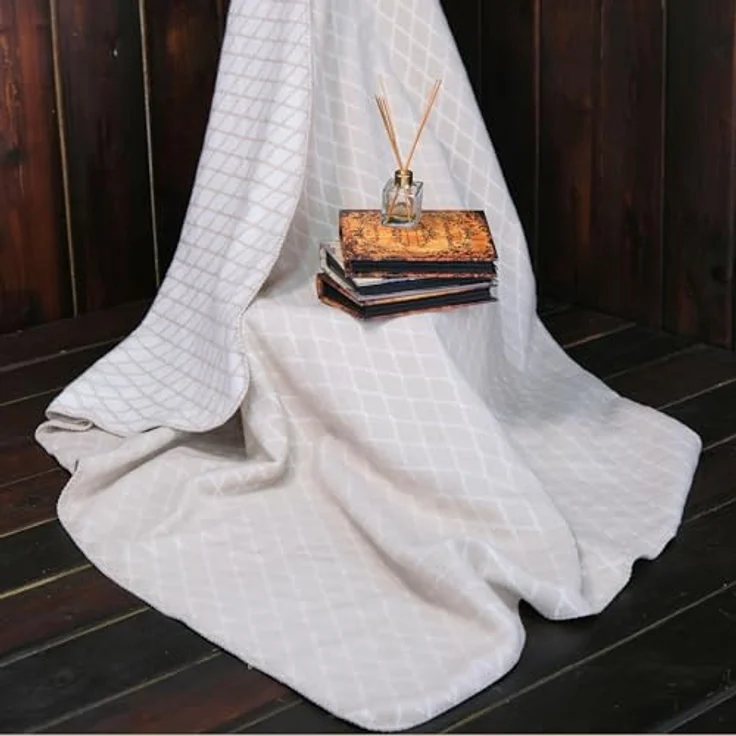 Plaid Kassandra 150x200 cm - Kuscheldecke Baumwollmix, SEI Design, Wohndecke Mandala Rose/Icegrey – Bild 8