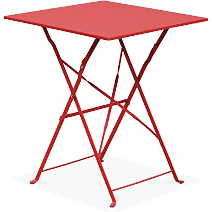 Oviala Bistrotisch Rome, quadratisch, 60x60 cm, aus Stahl, rot, klappbar, für 2-4 Personen