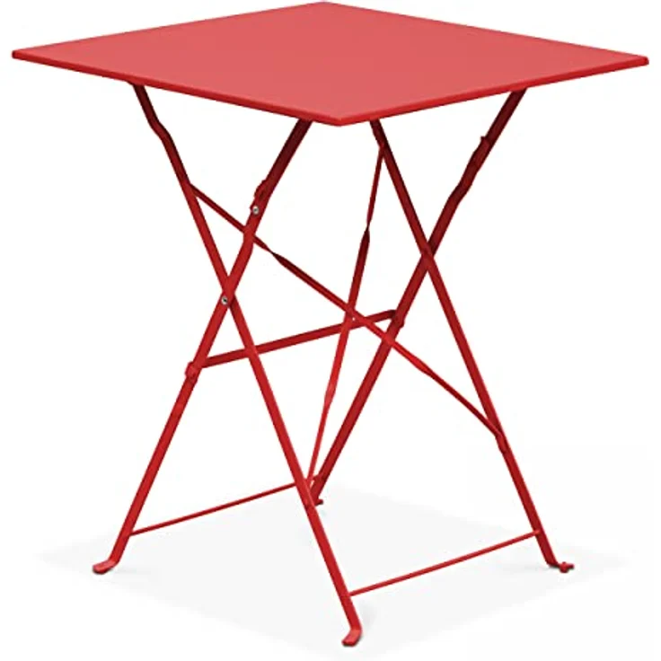 Oviala Bistrotisch Rome, quadratisch, 60x60 cm, aus Stahl, rot, klappbar, für 2-4 Personen – Bild 1