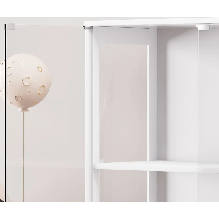 Glasvitrine 80 x 35 x 165 cm in Weiß mit LED-Beleuchtung und Bewegungssensor – Bild 10