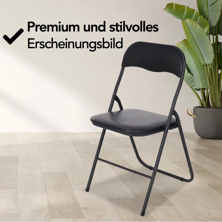 Brixy 2er Set Klappstühle - Klappstühle - PVC - Esstischstühle - Klappstühle - 43 x 47 x 80 cm - Stühle - Schwarz – Bild 2
