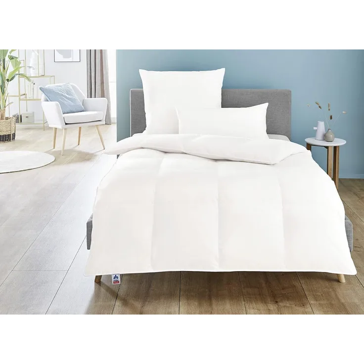 Irisette Daunendecke Edda extra warme Winterdecke, aus 100% Baumwolle 90% Daunen, 10% Federn mit Aufbewahrungstasche, 155x200 cm, weiß