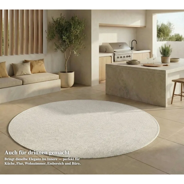 Jimri Outdoorteppich Key West, Rund, Outdoor Teppich Balkonteppich Terassenteppich