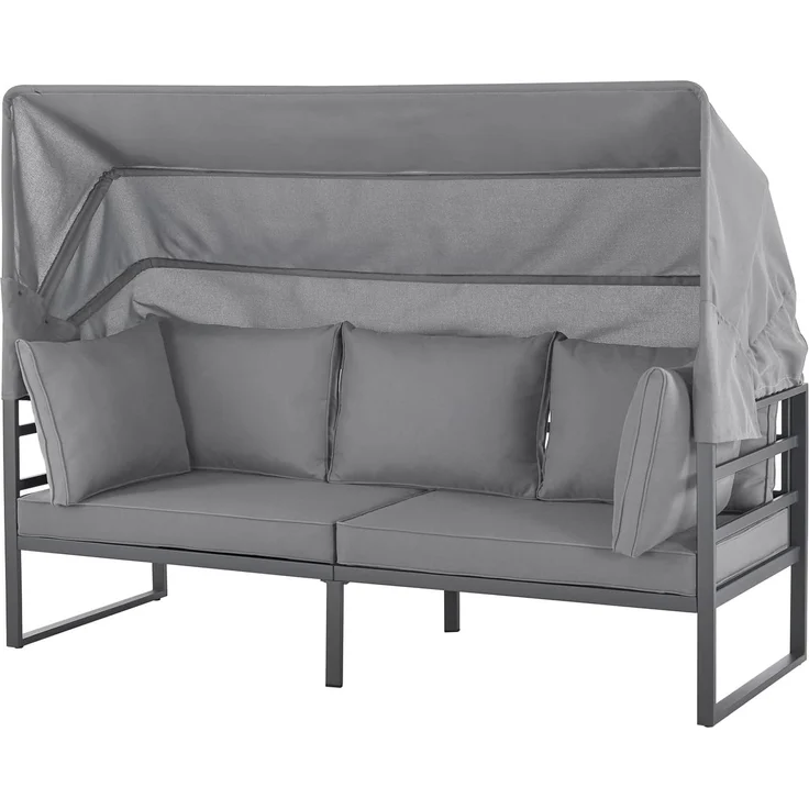SVITA Gartenlounge-Set MAUI, (4-tlg), Outdoor-Möbelset mit Dach, Stahlgestell, Grau – Bild 7
