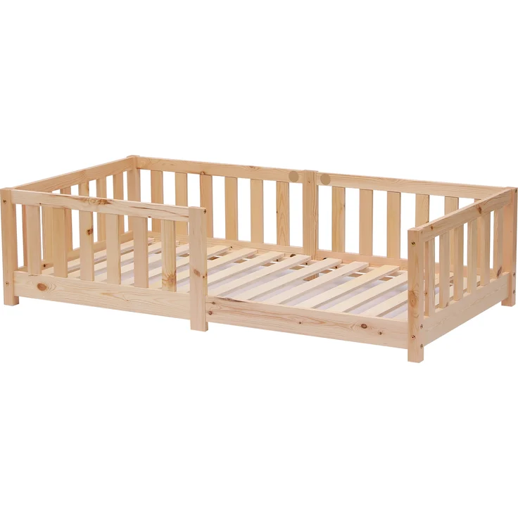 ecoMI Kinderbett mit Rausfallschutz und Lattenrost, Kiefernholz natur, 80x160 cm – Bild 9