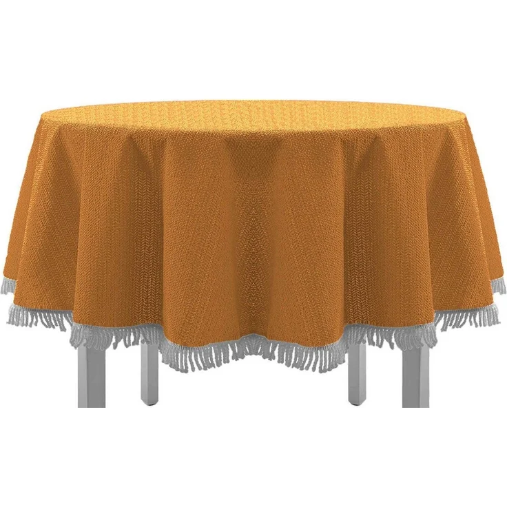 Gartentischdecke mit Fransen 130 cm rund orange – Bild 5