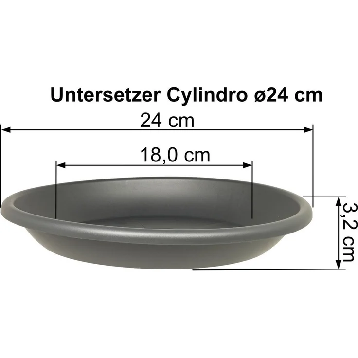 Heimwerkercenter Blumentopf MePla Untersetzer Cylindro ø24 cm, Anthrazit, wetterfester Kunstoff – Bild 2
