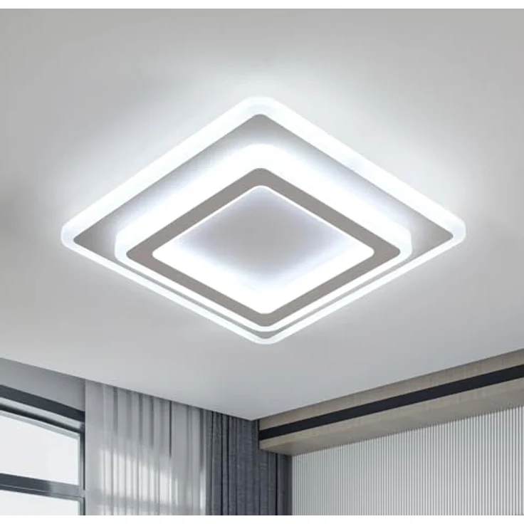 Goeco Deckenlampe LED Moderne, 44W 4950LM Quadratisch Deckenleuchte, 6500 K Kaltweißes Licht, Weiß LED Deckenbeleuchtung aus Acryl für Flur, Küche, Schlafzimmer, Wohnzimmer – Bild 2