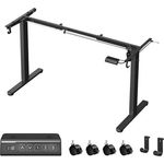 VASAGLE Höhenverstellbarer Schreibtisch elektrisch, Tischgestell, Schreibtischständer, ohne Tischplatte, mit 2 Haken, Memory-Funktion mit 3 Höhen, Stahl, tintenschwarz LSD021B01V2