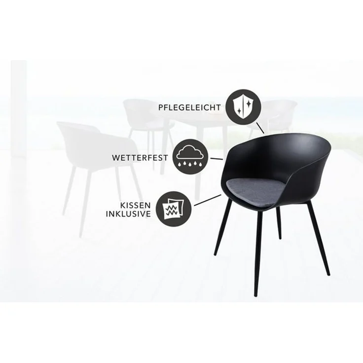 riess-ambiente Gartenstuhl DESIGNO schwarz (Einzelartikel, 1 St), Esszimmer · Kunststoff · Metall · mit Armlehne · Balkon · Outdoor – Bild 4