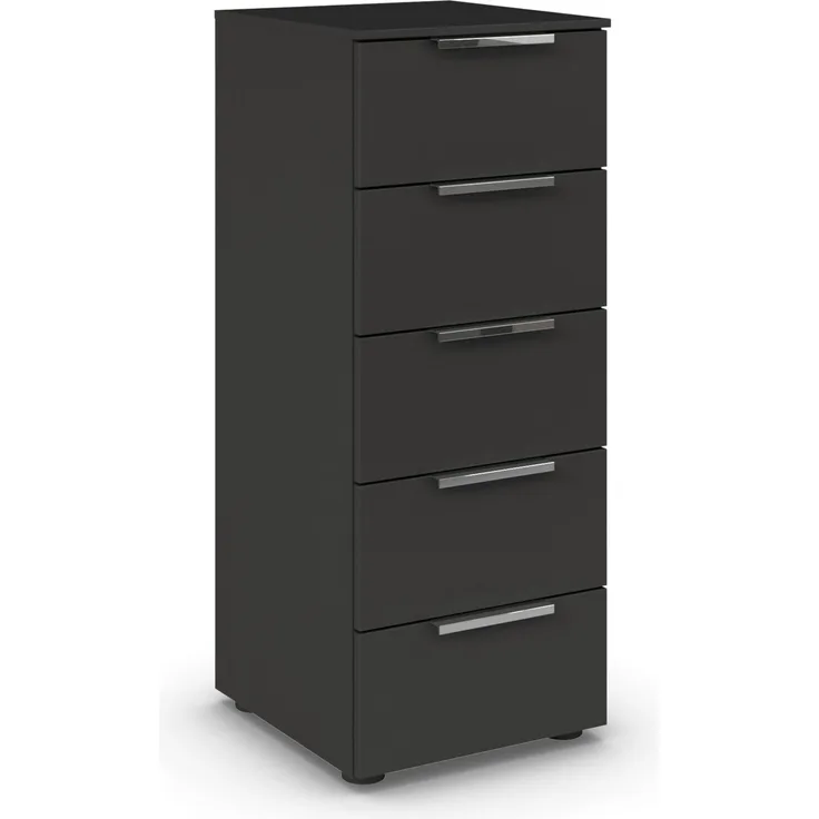 Rauch Möbel Flipp, Kommode für Schlafzimmer, Kinderzimmer, Wohnzimmer, Jugendzimmer, Flur, Garderobe, 5 Schubladen, mit Softclose Funktion, Farbe Schwarz, Breite 40 cm