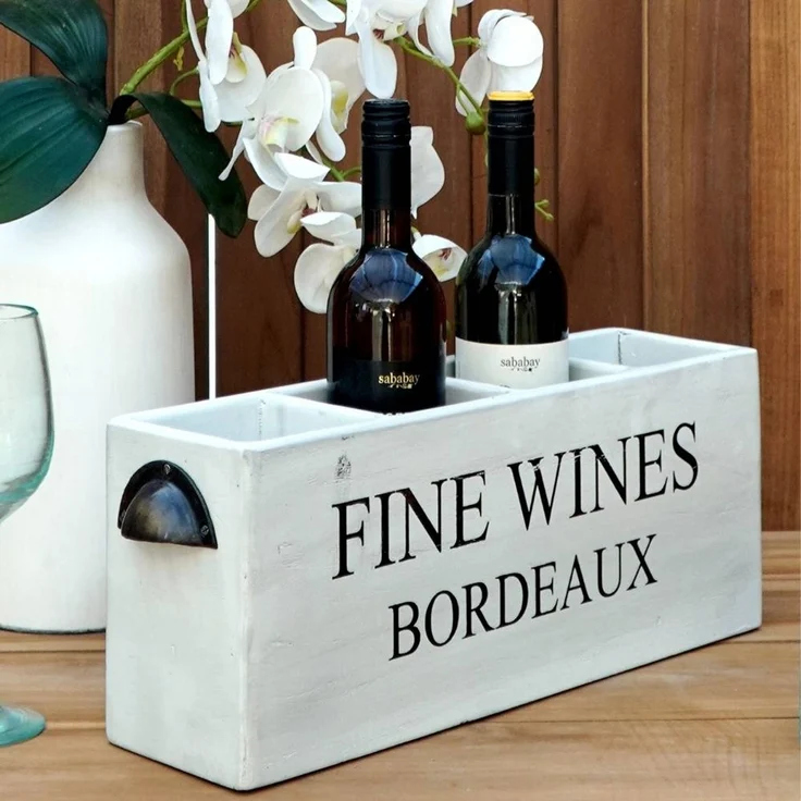 Dekorative Flaschenbox CHATEAU 45cm antik-weiss Mahagony Weinregal Cube Regal – Bild 7