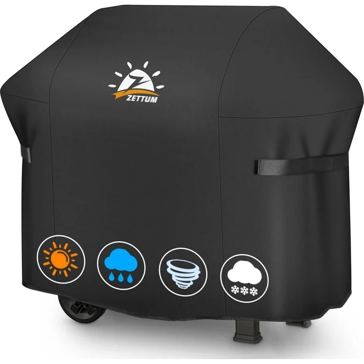 Zettum Grillabdeckung für Weber Spirit 300, wasserdicht, 600D Oxford-Gewebe schwarz, 132 x 66 x 109 cm – Bild 1