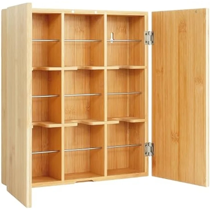 Relaxdays Teebox Bambus 9 Fächer – Bild 1