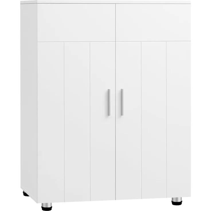 EUGAD Badezimmerschrank,schmaler Badschrank,Beistellschrank, Kommodemit 3 Ablagen, Schranktür, verstellbare Ablage, für Wohnzimmer, Küche, Flur, Freistehend Weiß