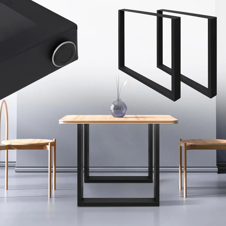 Tischbeine 2er Set 70x72 cm Schwarz aus Stahl