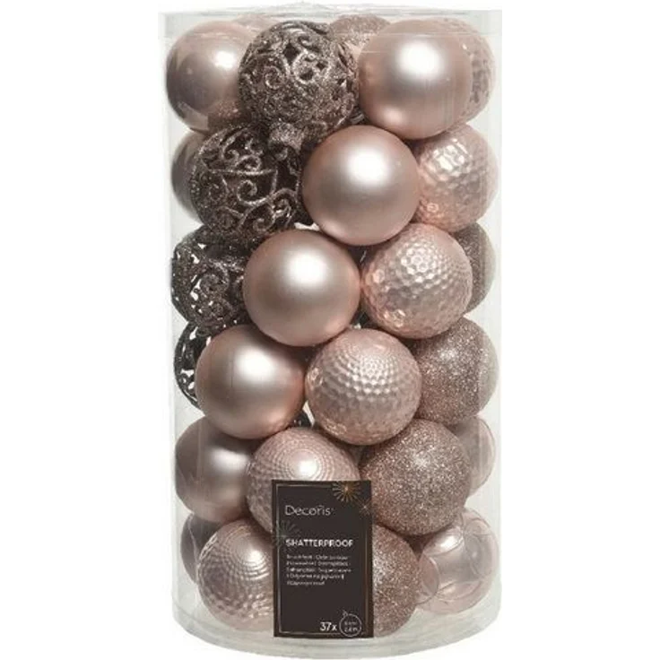 Kaemingk Weihnachtsbaumkugel Weihnachtsbaumkugeln Kunststoff Ornamente Ø 6 cm 37 Stück rosa mix – Bild 2