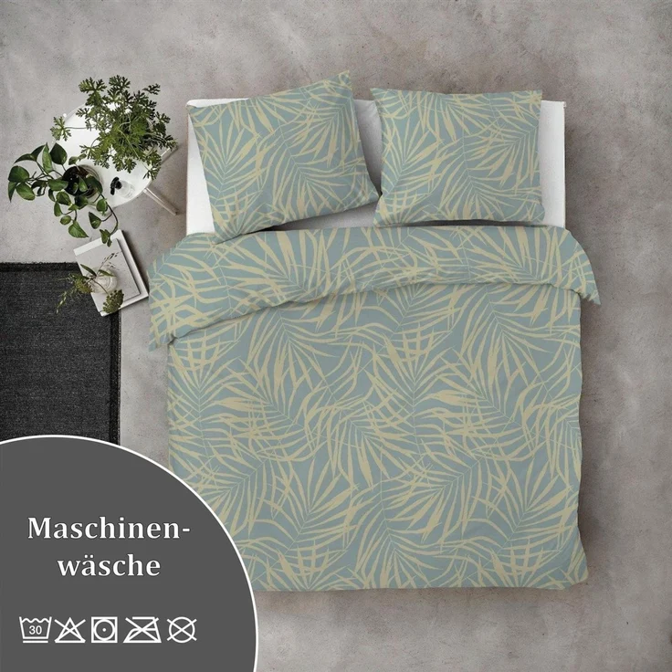 Bettwäsche-Set (155x220cm) - Byrklund Sunny Palms Jade – Bild 4