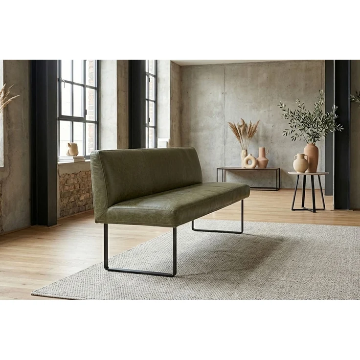 KAWOLA Esszimmerbank ELEEN Leder olivgrün 203cm 85 x 69 x 203 cm – Bild 5