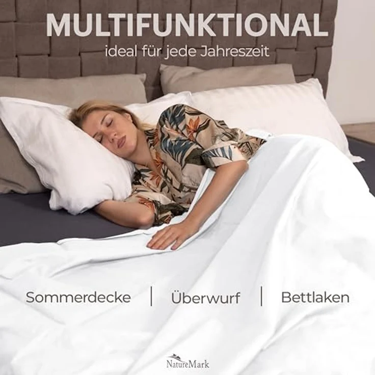Betttuch/Bettlaken/Haustuch 250x150 cm weiß von Green Mark Textilien® 100% gewebte Baumwolle – Bild 5