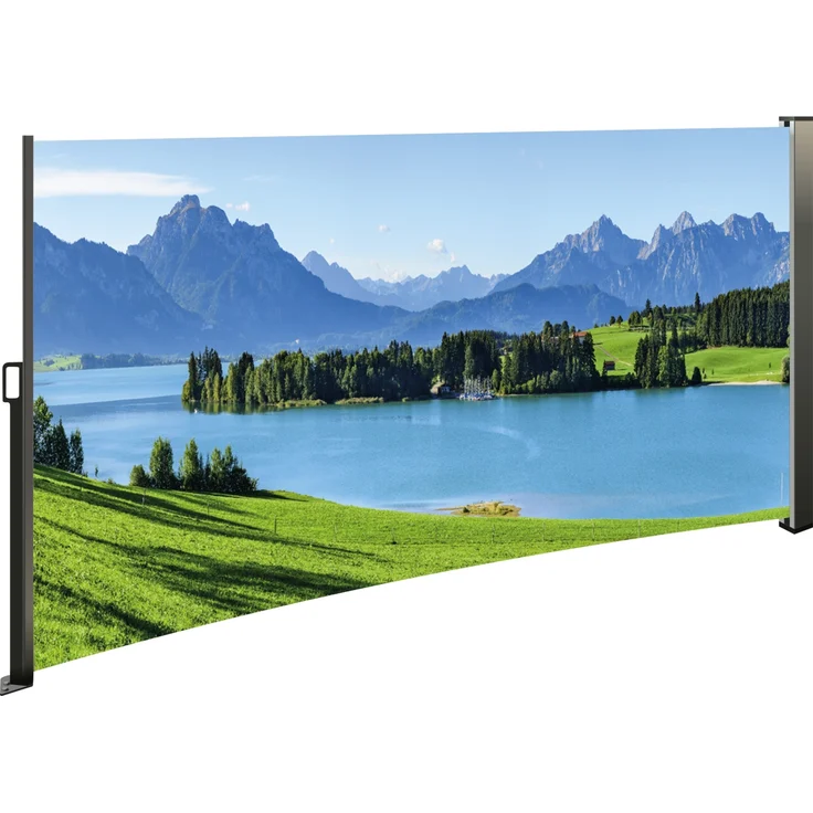 Seitenmarkise ausziehbar links, 160 cm hoch, Seitenrollo mit Fotodruck Berge – Bild 1