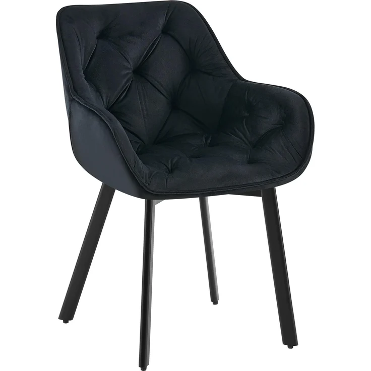 CLP 2er Set Drehbarer Esszimmerstuhl Antigo Samt,schwarz – Bild 6