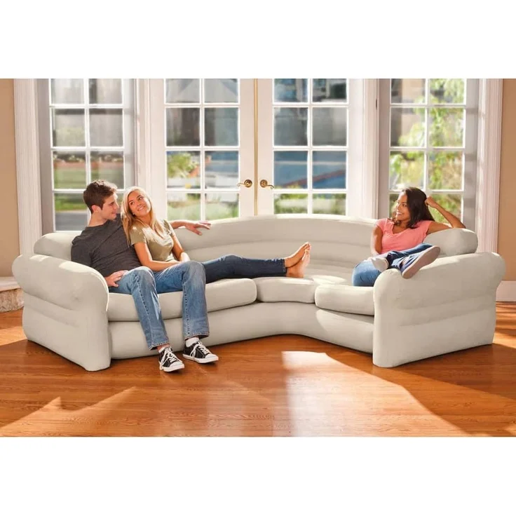 Intex 'Aufblasbares Ecksofa 257 x 203 x 76 cm', 2-in-1-Ventil, beige – Bild 2